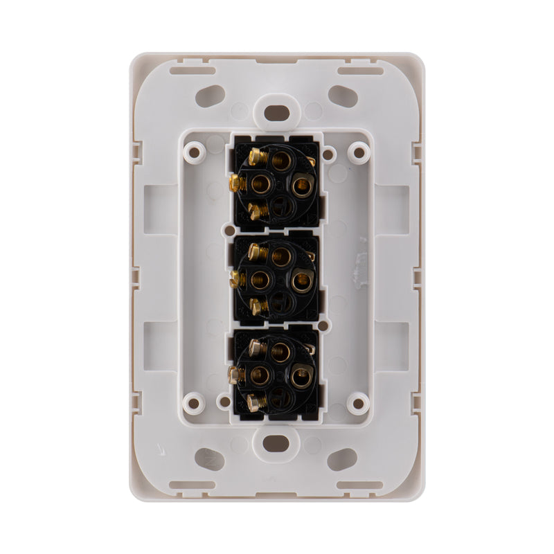 DETA Gloss White S-Line Triple Vertical Wall Switch