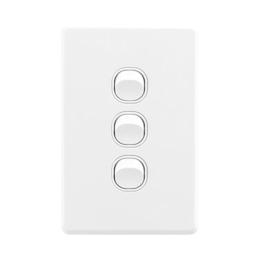 DETA Gloss White S-Line Triple Vertical Wall Switch