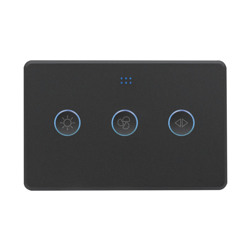 DETA Matte Black Grid Connect Smart Single Fan Speed Controller with Touch Light Switch