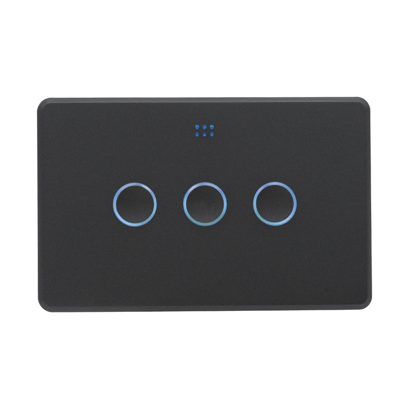 DETA Matte Black Grid Connect Smart Triple Gang Touch Light Switch