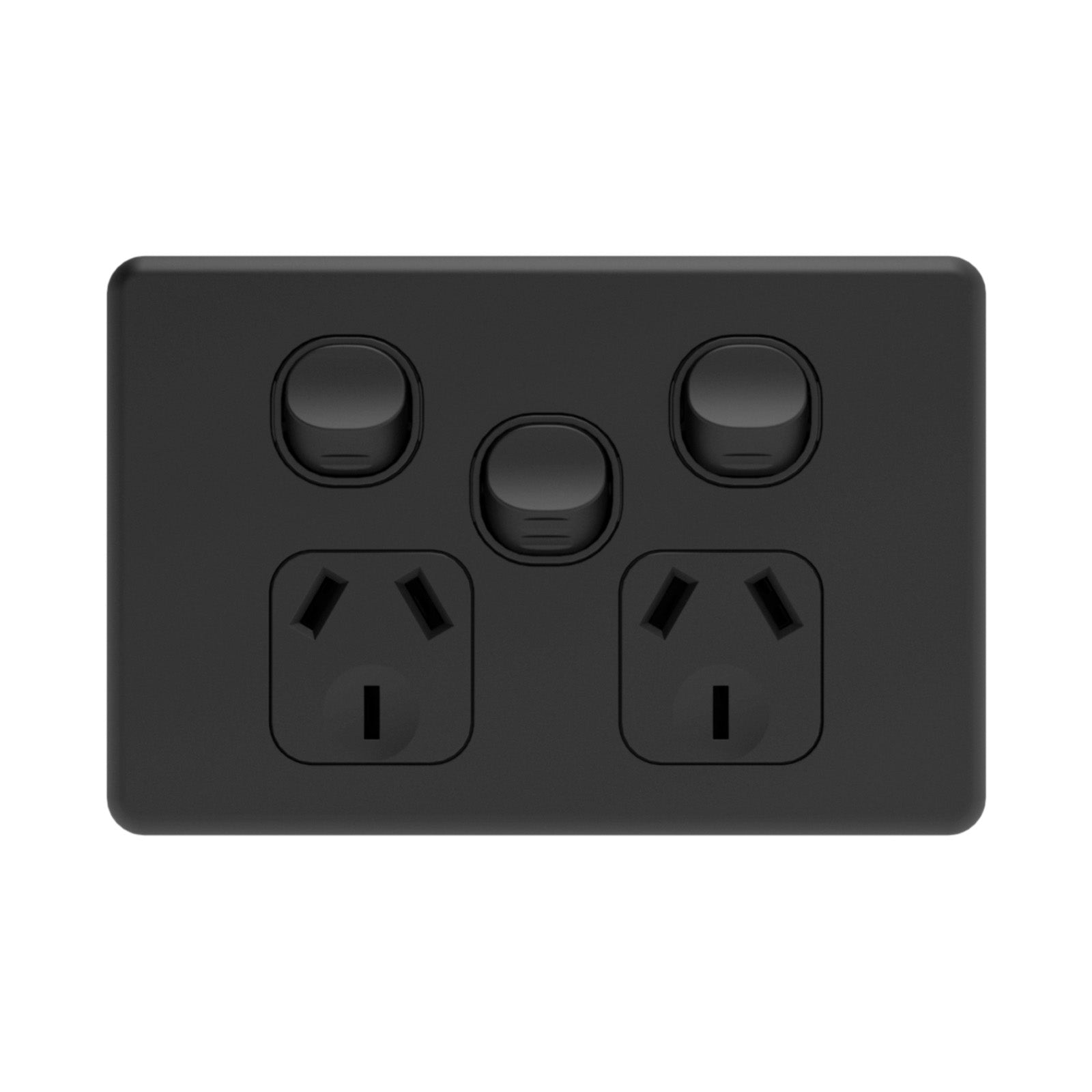 DETA Matte Black S-Line Double PowerPoint  with Extra Switch
