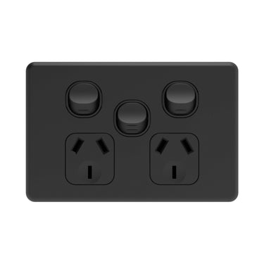 DETA Matte Black S-Line Double PowerPoint  with Extra Switch