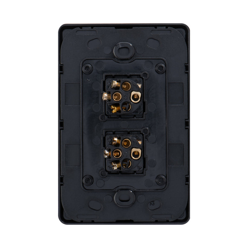 DETA Matte Black S-Line Double Vertical Wall Switch