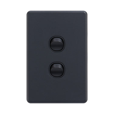 DETA Matte Black S-Line Double Vertical Wall Switch