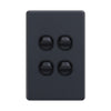 DETA Matte Black S-Line Quad Vertical Wall Switch