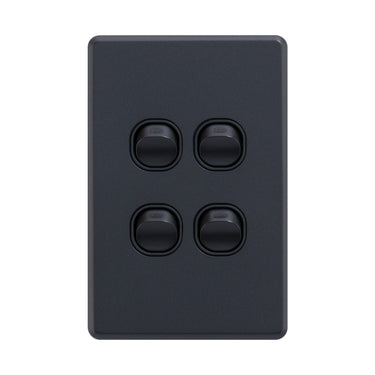 DETA Matte Black S-Line Quad Vertical Wall Switch