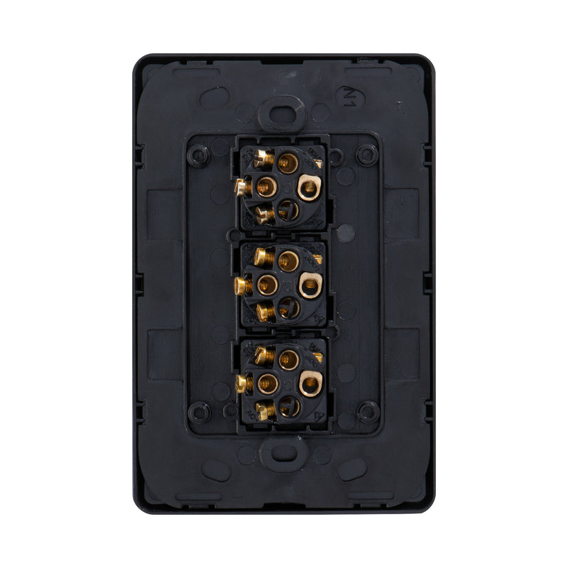 DETA Matte Black S-Line Triple Vertical Wall Switch