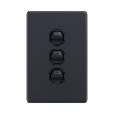 DETA Matte Black S-Line Triple Vertical Wall Switch