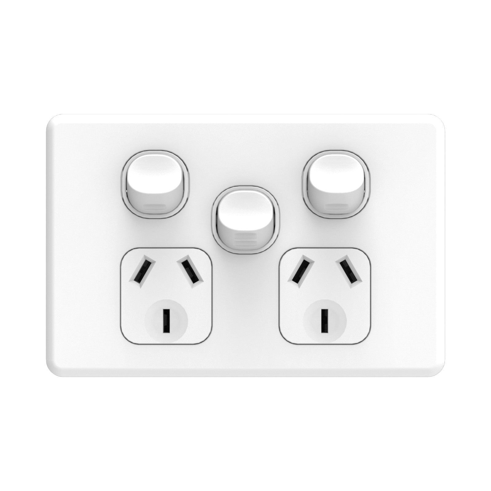 DETA Matte White S-Line Double PowerPoint  with Extra Switch