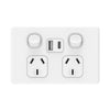 DETA Matte White S-Line Double PowerPoint  with USB A and C Charger