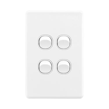 DETA Matte White S-Line Quad Vertical Wall Switch