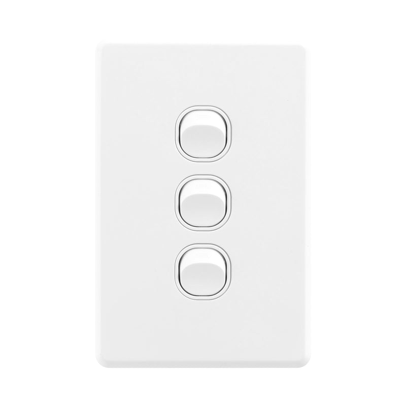 DETA Matte White S-Line Triple Vertical Wall Switch