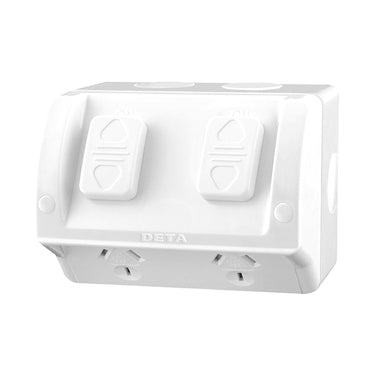 DETA Rhodium Double Outdoor Plated PowerPoint  Outlet