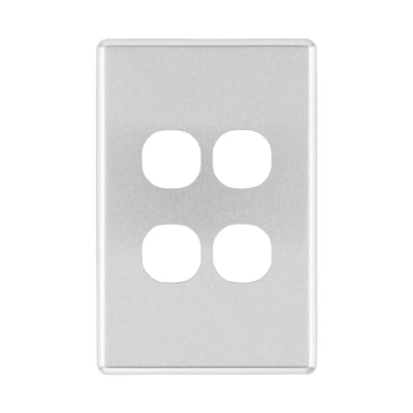 DETA S-Line Brushed Aluminium 4 Gang Switch Cover Plate
