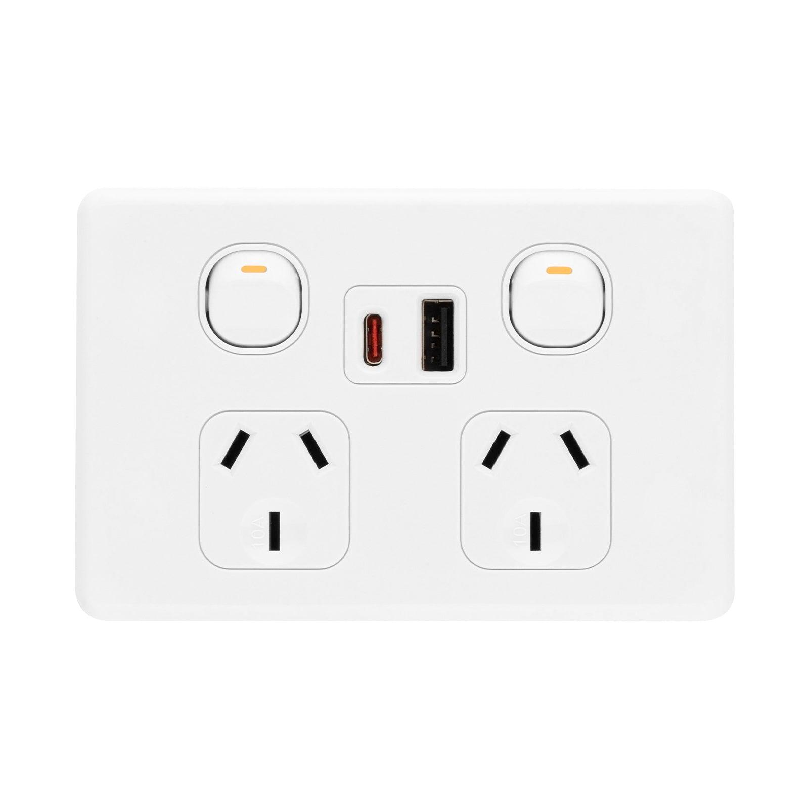DETA S-line Double PowerPoint  with USB A+C PD 20W Fast Charging