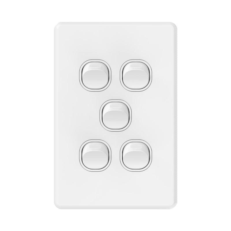 DETA S-line Five Gang Vertical Wall Switch