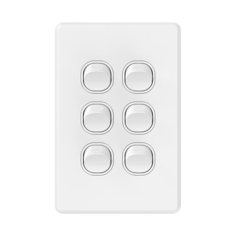 DETA S-line Six Gang Vertical Wall Switch
