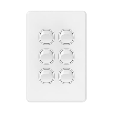 DETA S-line Six Gang Vertical Wall Switch