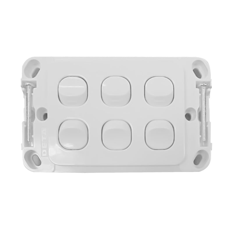 DETA White Six Gang Switch
