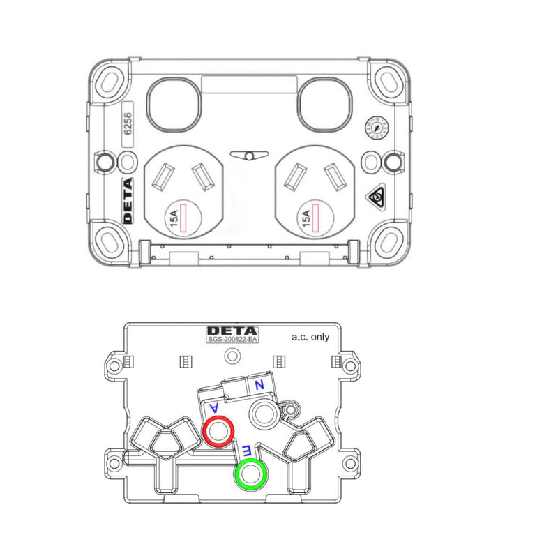 DETA X6 Series 15Amp Double PowerPoint