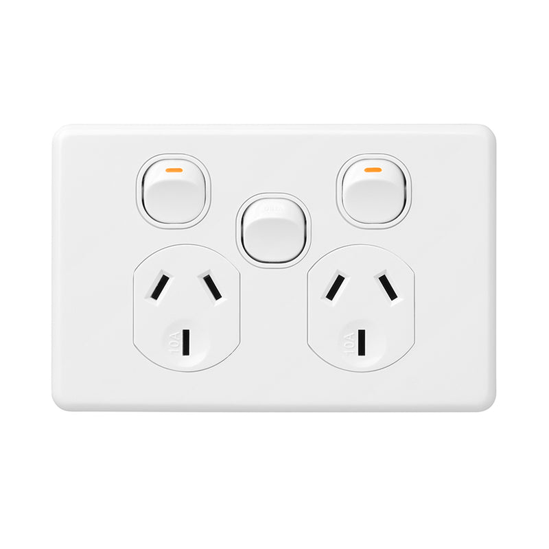 DETA X6 Series White Double PowerPoint  with Extra Switch