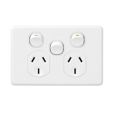 DETA X6 Series White Double PowerPoint  with Extra Switch