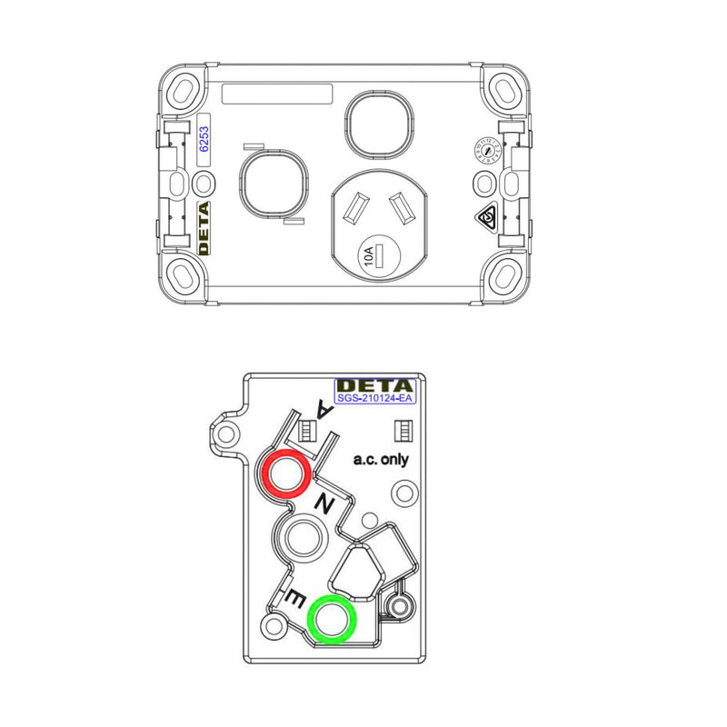DETA X6 Series White Single PowerPoint  with Extra Switch