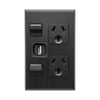 DETA X7 Matte Black Vertical Double PowerPoint  with USB Charger