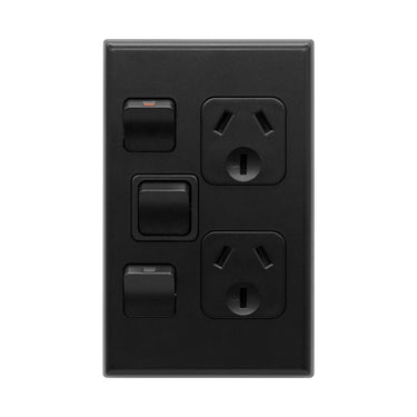 DETA X7 Matte Black Vertical Double PowerPoint  with extra switch