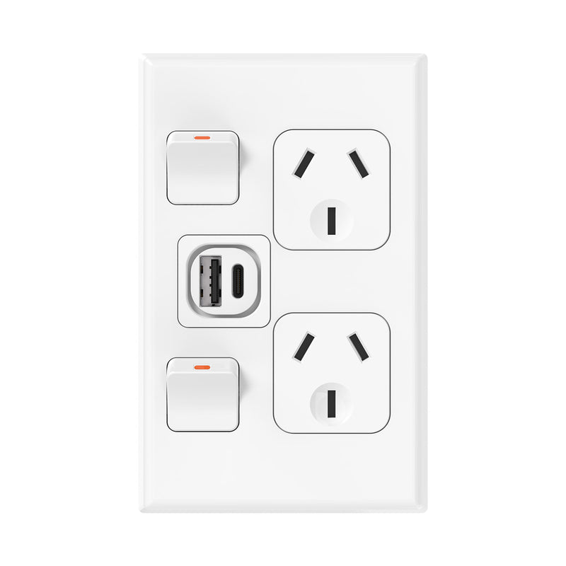 DETA X7 Vertical Double PowerPoint  with 2.1A USB Charger