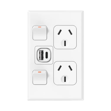 DETA X7 Vertical Double PowerPoint  with 2.1A USB Charger