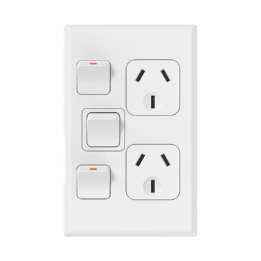 DETA X7 White Vertical Double PowerPoint  with Extra Switch