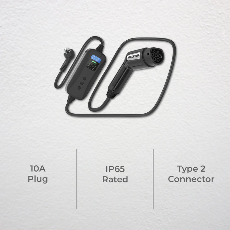 DETA IP65 2.4kW Type 2 Connector EV portable charger