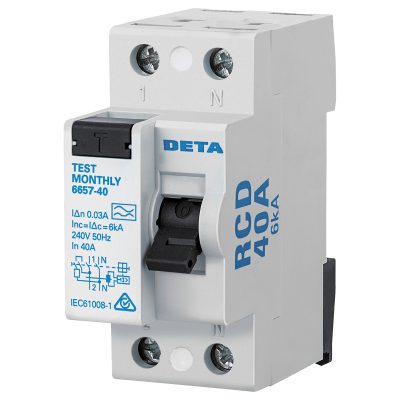 240V 40A rated circuit breaker.